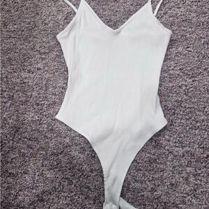 Lulu's White Ribbed Bodysuit